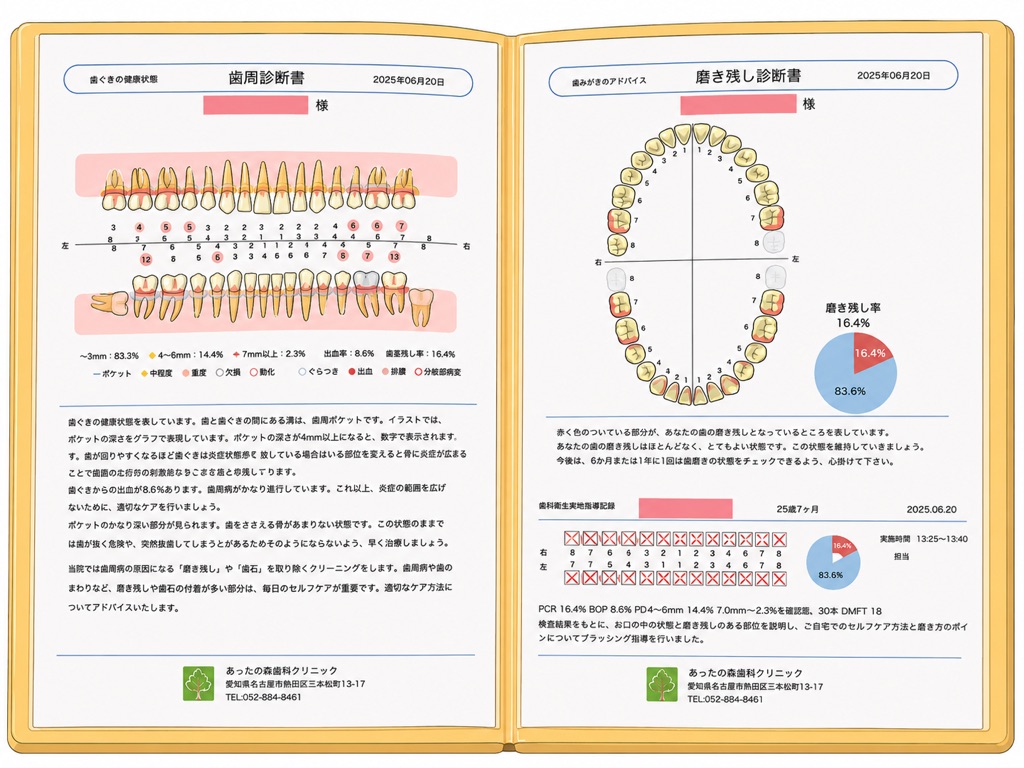 歯周診断書・磨き残し診断書（お口の健康手帳）